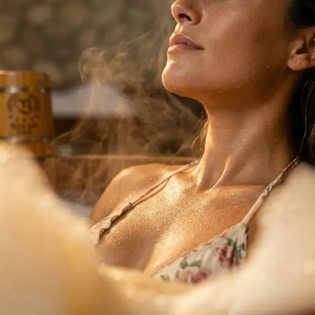 Vapor e lúpulo no banho de cerveja do Beer Spa Porto